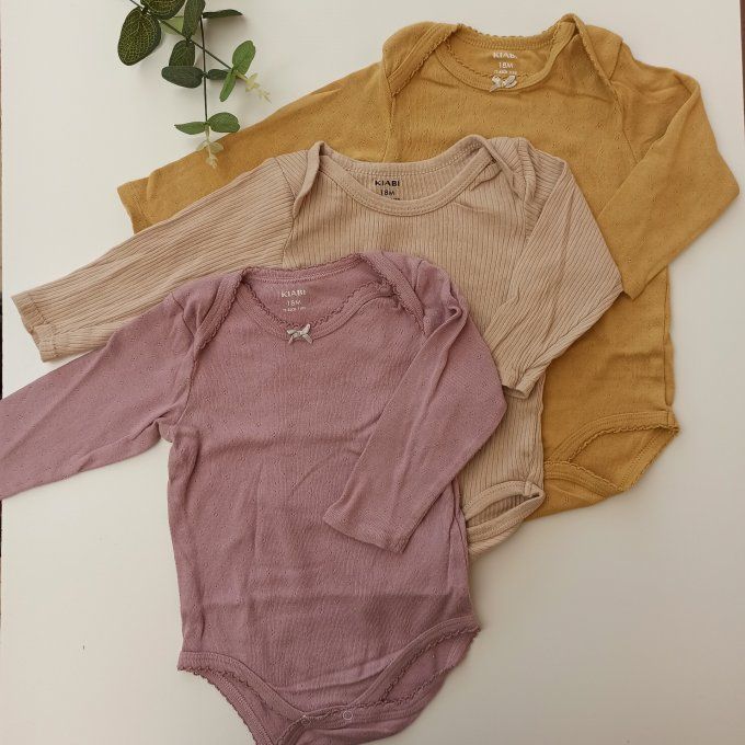 Lot de 3 bodies manches longues 18 mois