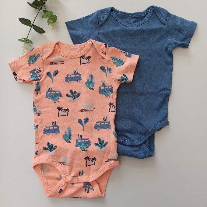 Lot de 2 bodies manches courtes 18 mois